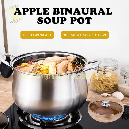  304 سميكة من الصلب غير القابل للصدأ متعدد الأغراض وعاء حساء التفاح المنزلية 