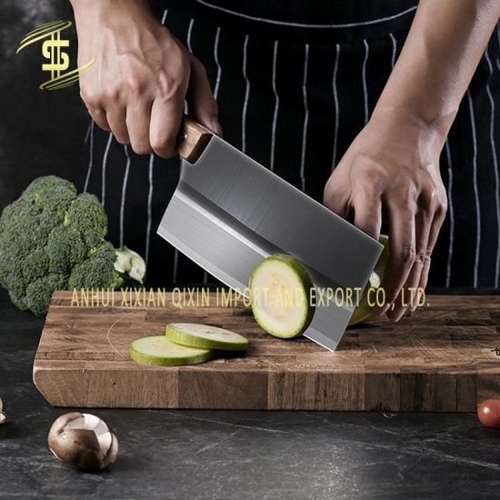 سكين مطبخ ستانلس ستيل مع مقبض خشبي للمطبخ 